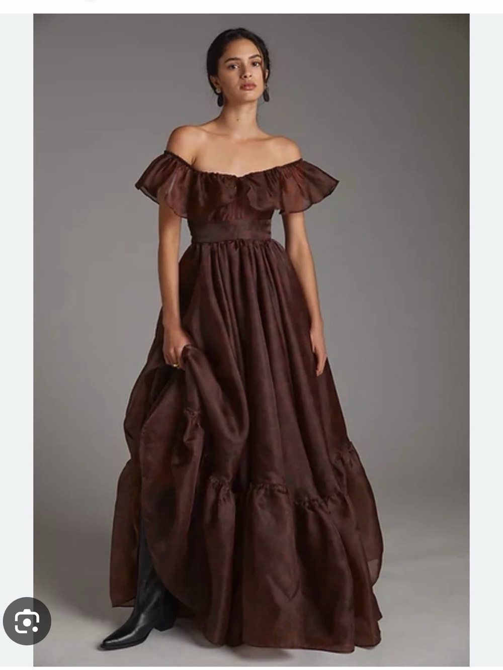 “Flounced Tulle” Selkie Maxi Dress in Deep Burgundy XS/S